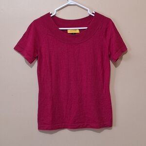 St. John Short Sleeve Sweater Top Wool Silk Cashmere Blend